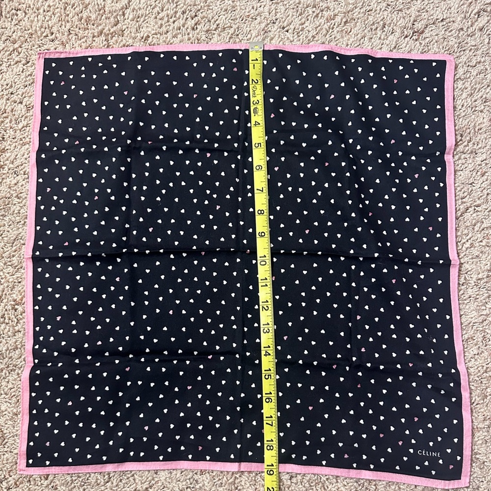 Celine Black and Pink Heart Pattern Scarf - Picture 8 of 10